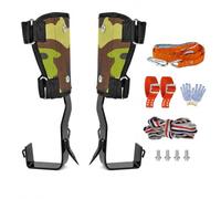 Grimpeur d’Arbre, Équipement Acier avec Sangles Nylon Camouflage | Plaque acier 5 mm, options simple ou double dent et sangles rembourrées pour travaux arboricoles