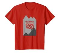 Grimpeur de Motivation « No Ones Coming to Save You » T-Shirt, Enfant, Rouge, 2 Ans