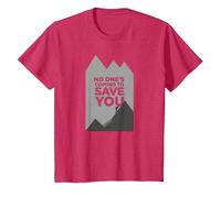 Grimpeur de Motivation « No Ones Coming to Save You » T-Shirt, Enfant, Rouge Chiné, 4 Ans