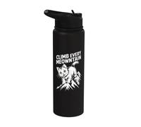 Grimpez à chaque montagne pour une aventure amusante avec un chat mignon Stainless Steel Insulated Water Bottle