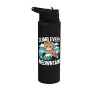 Grimpez à chaque montagne pour une aventure amusante avec un chat mignon Stainless Steel Insulated Water Bottle