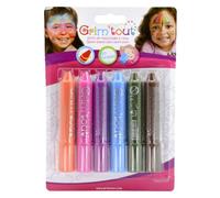 Grim'Tout - Crayons de maquillage enfant Coul. Arc-en-ciel 6 pièces