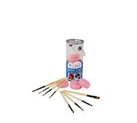 GRIM'TOUT Kit Maquillage Enfant Vanity Case - 8 Éponges, 8 Pinceaux - Accessoires Grimage, Anniversaire, Carnaval et Fête - Peinture Visage Eau - Nettoyage Savon Facile, Déguisement