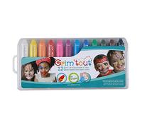 GRIM'TOUT - Maquillage a l'Eau Enfant - 12 Sticks - Fêtes, Anniversaire, Carnaval - Facile à Appliquer et Nettoyer - Sans Parabène, Doux pour la Peau - Qualité Cosmétiques CE - Fabrication Européenne