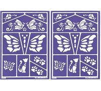 GRIM'TOUT Pochoir Maquillage Enfant - Chats et Papillons - 21x15 cm - Reutilisable et Lavable - Fête, Kermesse et Anniversaire - Kit Peinture Visage, Dessin, Tatouage Temporaire - Fille, Garçon