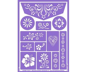 GRIM'TOUT Pochoir Maquillage Enfant - Fleurs - 21x15 cm - Reutilisable et Lavable - Fête, Kermesse et Anniversaire - Kit Peinture Visage, Dessin, Tatouage Temporaire - Fille, Garçon
