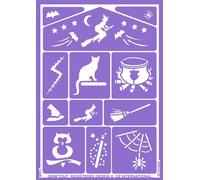 GRIM'TOUT Pochoir Maquillage Enfant - Magie - 21x15 cm - Reutilisable et Lavable - Fête, Kermesse et Anniversaire - Kit Peinture Visage, Dessin, Tatouage Temporaire - Fille, Garçon