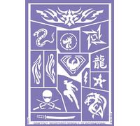 GRIM'TOUT Pochoir Maquillage Enfant - Ninja - 21x15 cm - Reutilisable et Lavable - Fête, Kermesse et Anniversaire - Kit Peinture Visage, Dessin, Tatouage Temporaire - Fille, Garçon