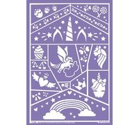 GRIM'TOUT Pochoir Maquillage Enfant - Poney et Licorne - 21x15 cm - Reutilisable et Lavable - Fête, Kermesse et Anniversaire - Kit Peinture Visage, Dessin, Tatouage Temporaire - Fille, Garçon