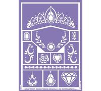 GRIM'TOUT Pochoir Maquillage Enfant - Princesse - 21x15 cm - Reutilisable et Lavable - Fête, Kermesse et Anniversaire - Kit Peinture Visage, Dessin, Tatouage Temporaire - Fille, Garçon