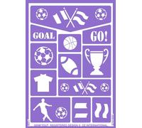 GRIM'TOUT Pochoir Maquillage Enfant - Sport - 21x15 cm - Reutilisable et Lavable - Fête, Kermesse et Anniversaire - Kit Peinture Visage, Dessin, Tatouage Temporaire - Fille, Garçon