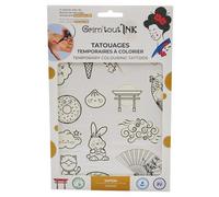 Grim'Tout - Tatouages Temporaires à Colorier avec les Feutres Adaptés - Cadeau Original pour Anniversaires, Loisirs Créatifs Pour Tous - Thème Culture Japonaise