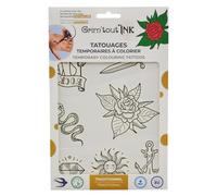 Grim'Tout - Tatouages Temporaires à Colorier avec les Feutres Adaptés - Cadeau Original pour Anniversaires, Loisirs Créatifs Pour Tous - Thème Traditionnel