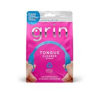 GRIN Lot de 48 sangles de nettoyage de langue jetables, grattoir hygiénique à double tranchant, plastique recyclé, langue propre, langue saine, favorise une haleine fraîche, comprend un cure-dents