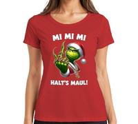 Grinch Christmas Grinch MI MI MI HALT'S Maul Hiphop T-shirt pour femme avec chaîne dorée, rouge, M
