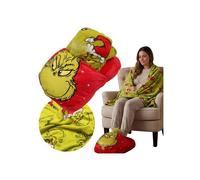 Grinch Coffret cadeau de Noël, couverture 110 cm x140 cm + chauffe-pieds, ensemble d'hiver
