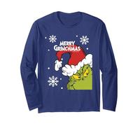Grinch - Grinchy in The Corner Manche Longue, Unisexe pour Adultes, Bleu Marine, XL
