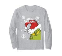 Grinch - Grinchy in The Corner Manche Longue, Unisexe pour Adultes, Gris Chiné, XXL