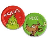Grinch Lot de 16 assiettes à dessert jetables en carton pour Noël