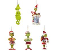 Grinch Lot de 5 décorations de Noël amusantes en forme de bonnet de Noël, décorations de sapin de Noël personnalisées à suspendre, pendentifs d'arbre de Noël (5 pièces)