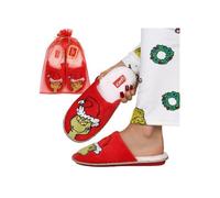 Grinch Pantoufles antidérapantes pour femmes, CHAUDES, DOUX, FESTIVES pantoufles pour la maison + sac décoratif POUR CADEAU 40-41 40/41