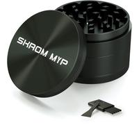 Grinder Broyeur 4 Pièces, 75mm Grand Grinder à Herbes, Alliage d'Aluminium avec Grattoir à Pollen pour Épices, Herbes, Assaisonnements (Noir)