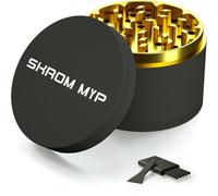 Grinder Broyeur 4 Pièces, 75mm Grand Grinder à Herbes, Alliage d'Aluminium avec Grattoir à Pollen pour Épices, Herbes, Assaisonnements (Noir et Or)