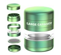 Grinder en métal 5 parties avec capsule en verre de grande capacité | Aluminium CNC Premium anodisé de qualité industrielle | 54 mm de diamètre | Moulin à épices et herbes (vert)