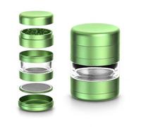 Grinder en métal 5 parties GLASS CAP | Capsule de grande capacité | Aluminium CNC Premium anodisé de qualité industrielle | 54 mm de diamètre | Moulin à herbes et épices (vert)