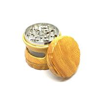 Grinder en résine, apparence bois moulin à épices 4 parties avec récupérateur de pollen 63 mm avec récupérateur de pollen très original dents en aluminium (marron clair)