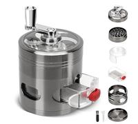 Grinder Grinder en alliage de zinc avec couvercle magnétique, manivelle avec tiroir, moulin à herbe avec grattoir à pollen et brosse de nettoyage, broyeur pour pollen, épices, épices