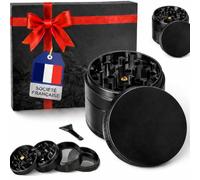 Grinder - Grinder Herbe/Epices [ Marque Française] Effriteuse - Broyeur Grain - Moulin à Èpices - 50x40mm - Compact & Résistant en Alliage de Zinc (NOIR)