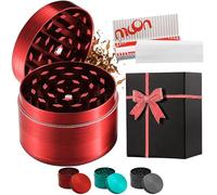 Grinder - Grinder Weed/Herbe/Epices [ Marque Française] Effriteuse - Broyeur Grain - Moulin à Èpices - 50x40mm - Compact & Résistant en Alliage de Zinc (ROUGE)