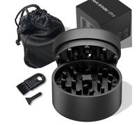 Grinder métal Premium Ultra SE 100 % aluminium aéronautique anodisé | Système sans filetage Quick Connect avec puissants aimants N52 et système POM de rotation | Moulin manuel herbes et épices (Noir)