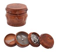 Grinder Moulin à Epicé en 4 pièces Broyeur Grain de Bois Moulin à Poivre/Récipient à épices Rétro pour Spice Epices Herbes de Broyage (Rouge)