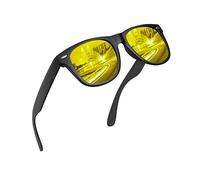 grinderPUNCH Lunettes de Conduite de Nuit Polarisées Antireflet pour Femmes et Hommes - Vision Nocturne avec Verres Jaunes et Protection UV (Monture Noire Mate/Verres Polarisés Jaunes)