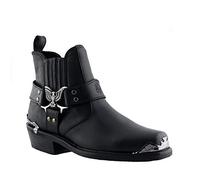 Grinders Bottes de Cowboy de Motard en Cuir Noir Eagle Eagle Lo Pour Homme
