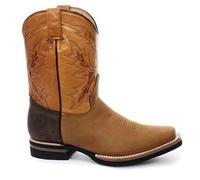 Grinders Bottes de Cowboy Mi Mollet en Cuir Brun Clair El Paso