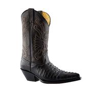 Grinders Bottes de Danse Western Marron Cuir Cowboy Carolina Croc pour Homme 43