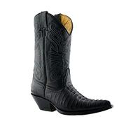 Grinders Bottes de Danse Western Noir Cuir Cowboy Carolina Croc Pour Homme 45