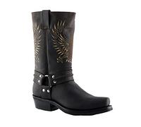 Grinders Bottes Western en Cuir à Aigle à Bout Carré Marron pour Hommes Bald Eagle 45