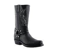 Grinders Bottes Western en Cuir à Aigle à Bout Carré Noir pour Hommes Bald Eagle 44