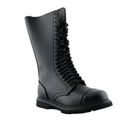 Grinders King Unisexe Noir Long en Cuir Militaire Punk Bottes en Acier À Bout avec 20 Oeillets De Fixation 43