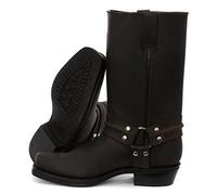 Grinders Renegade Salut Marron Unisexe Bottes en cuir Cowboy Bikers occidentaux Bottes Élevé
