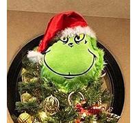 Grindrom Grinch Bras et tête d'ornement en toile de jute pour cheminée, porte, fenêtre (tête uniquement)