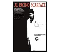 Grindstore Affiche encadrée noir brillant de Scarface - Décoration murale/art - Idée cadeau pour le salon, la chambre à coucher, la maison ou le bureau