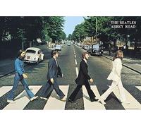 Grindstore Affiche encadrée The Beatles Abbey Road - Noir brillant - Décoration murale - Idée cadeau pour le salon, la chambre à coucher, la maison ou le bureau