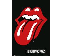 Grindstore Affiche encadrée The Rolling Stones Lips - Noir brillant - Décoration murale/art - Idée cadeau pour le salon, la chambre à coucher, la maison ou le bureau