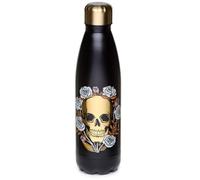 Grindstore Bouteille Isolée (Gourde) 500ml en Acier Inoxydable pour Boissons Chaudes ou Froides Skulls and Roses - Crâne, Black