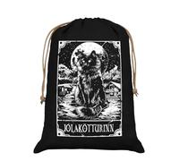 Grindstore Deadly Tarot - Jólakötturinn The Yule Cat Sac de Père Noël en toile de jute Noir